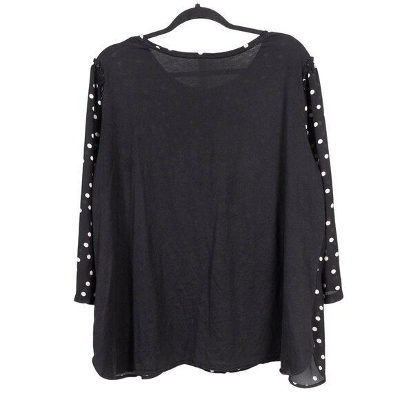 Van Heusen Polka Dot Blouse XXL Womens Black White Stretch 3/4 Sleeves - Picture 5 of 5